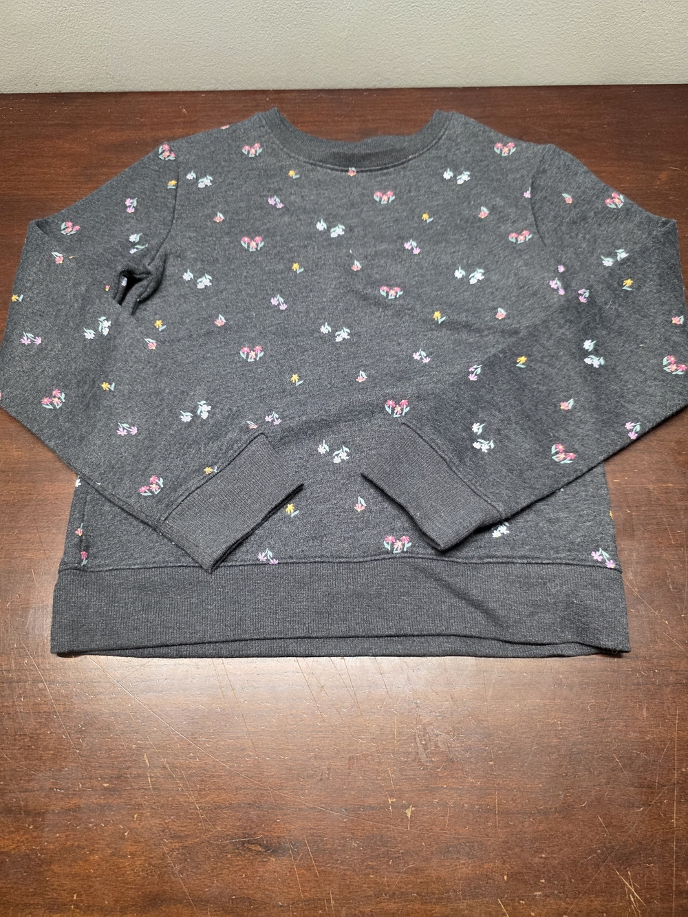 jumping beans Dark Gray Sweatshirt with Pink, Yellow & Purple Floral Accents